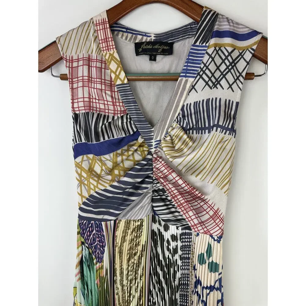 Anthropologie x Geisha Designs Jacinta Midi Dress Pleated Fit & Flare Size 0 - Picture 5 of 16